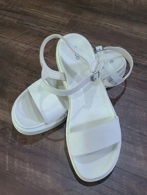 ECCO Flowt Wedge Sandals - Leather Limestone EU 42 US 11-11.5